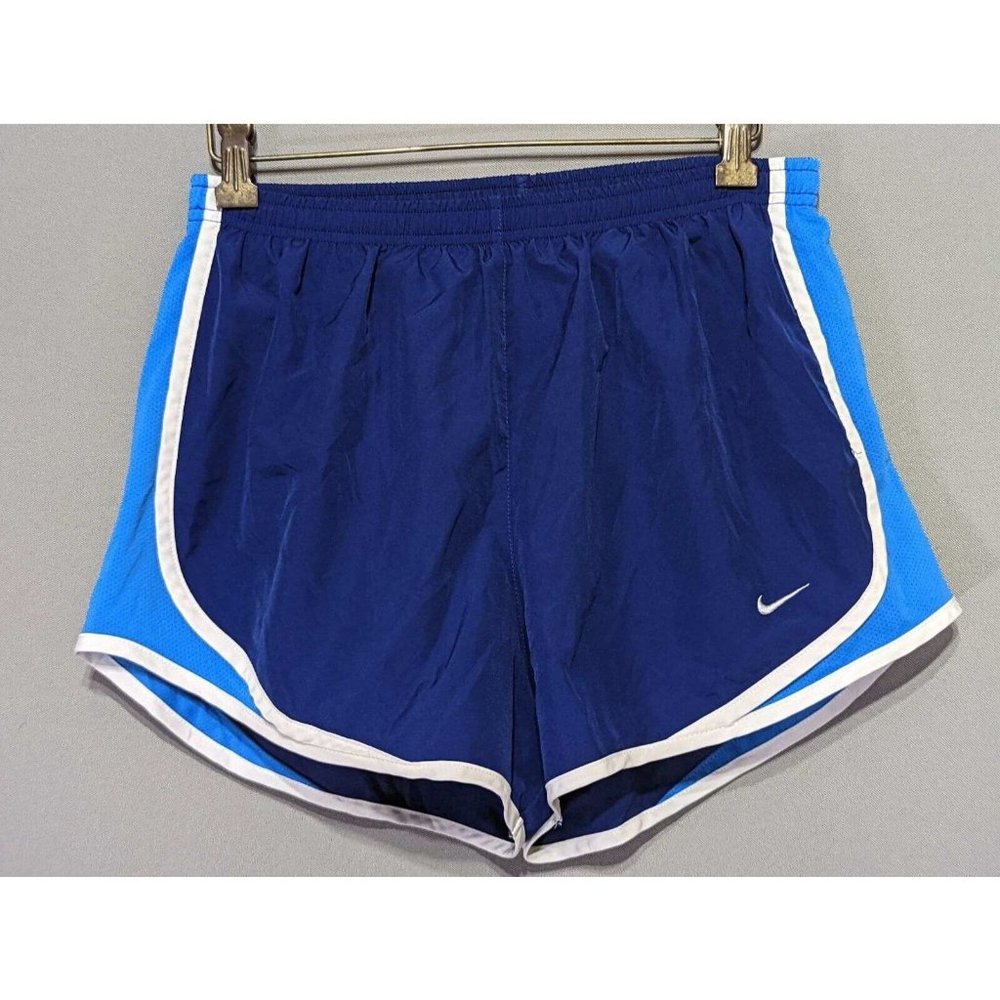 Nike Dri Fit Shorts Women's Running Blue & White Stripe Athleisure Sz Medium